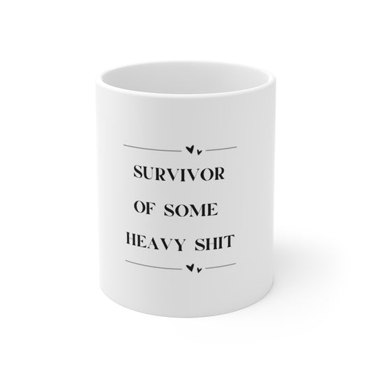 UK Survivor Mug - 11oz White Coffee Cup, Inspirational Gift for Resilience, Motivational Mug for Coffee Lovers, Self-Care, Empowerment