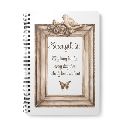 UK Inspirational Strength Journal, A5 Wirobound Notebook for Self-Reflection, Gift for Students, Mindfulness, Gratitude, Daily Inspiration