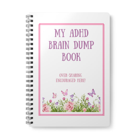 UK ADHD Brain Dump Softcover Notebook, Floral Journal for Organization, Daily Reflection, Creative Writing, Therapy, Gift for Students, Adults