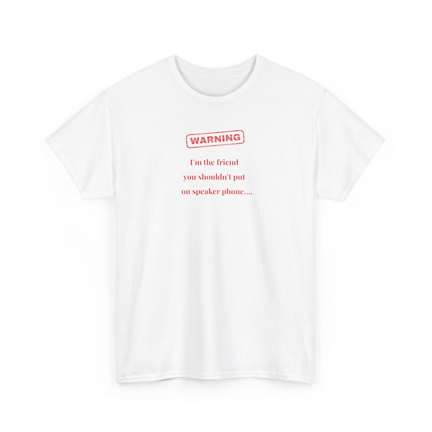 UK Warning Speaker Phone Tee - Funny Unisex Heavy Cotton T-Shirt, Casual Wear, Gift for Friends, Humor Clothing, Birthday Gift, Statement Tee