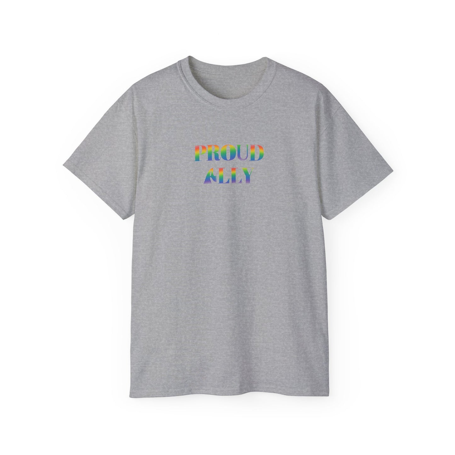 US Proud Ally T-Shirt, LGBTQ+ Pride Tee, Unisex Cotton Shirt, Supportive Apparel, Gift for Allies, Rainbow Design