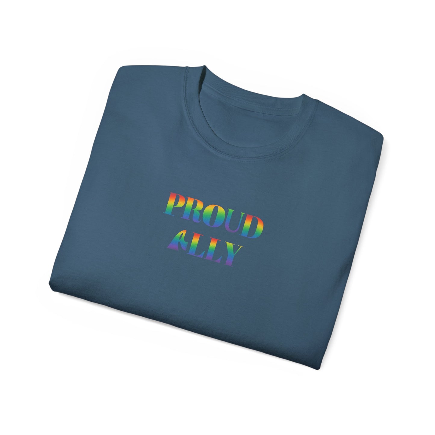 US Proud Ally T-Shirt, LGBTQ+ Pride Tee, Unisex Cotton Shirt, Supportive Apparel, Gift for Allies, Rainbow Design