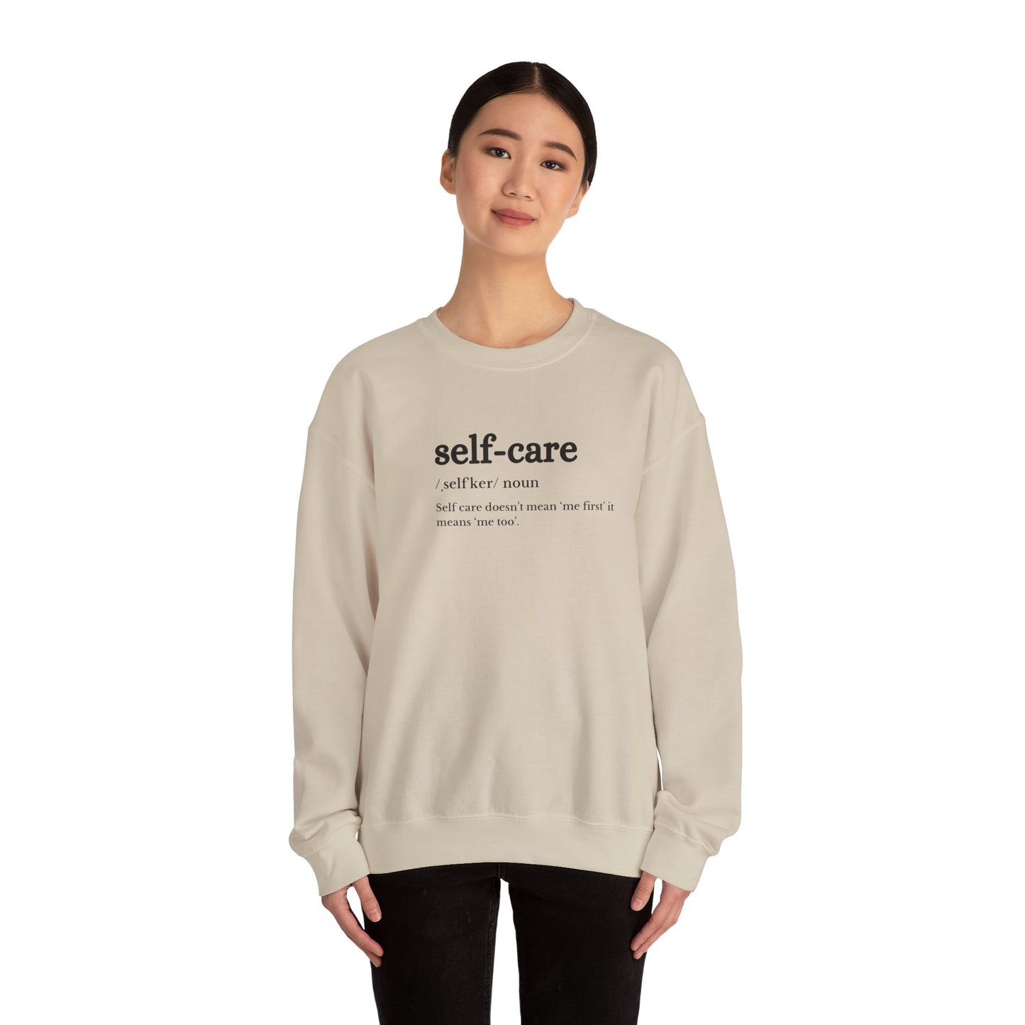 UK Self-Care Crewneck Sweatshirt | Cozy Unisex Sweatshirt for Self-Love, Affirmation Apparel, Gift for Wellness Enthusiasts, Relaxation Wear