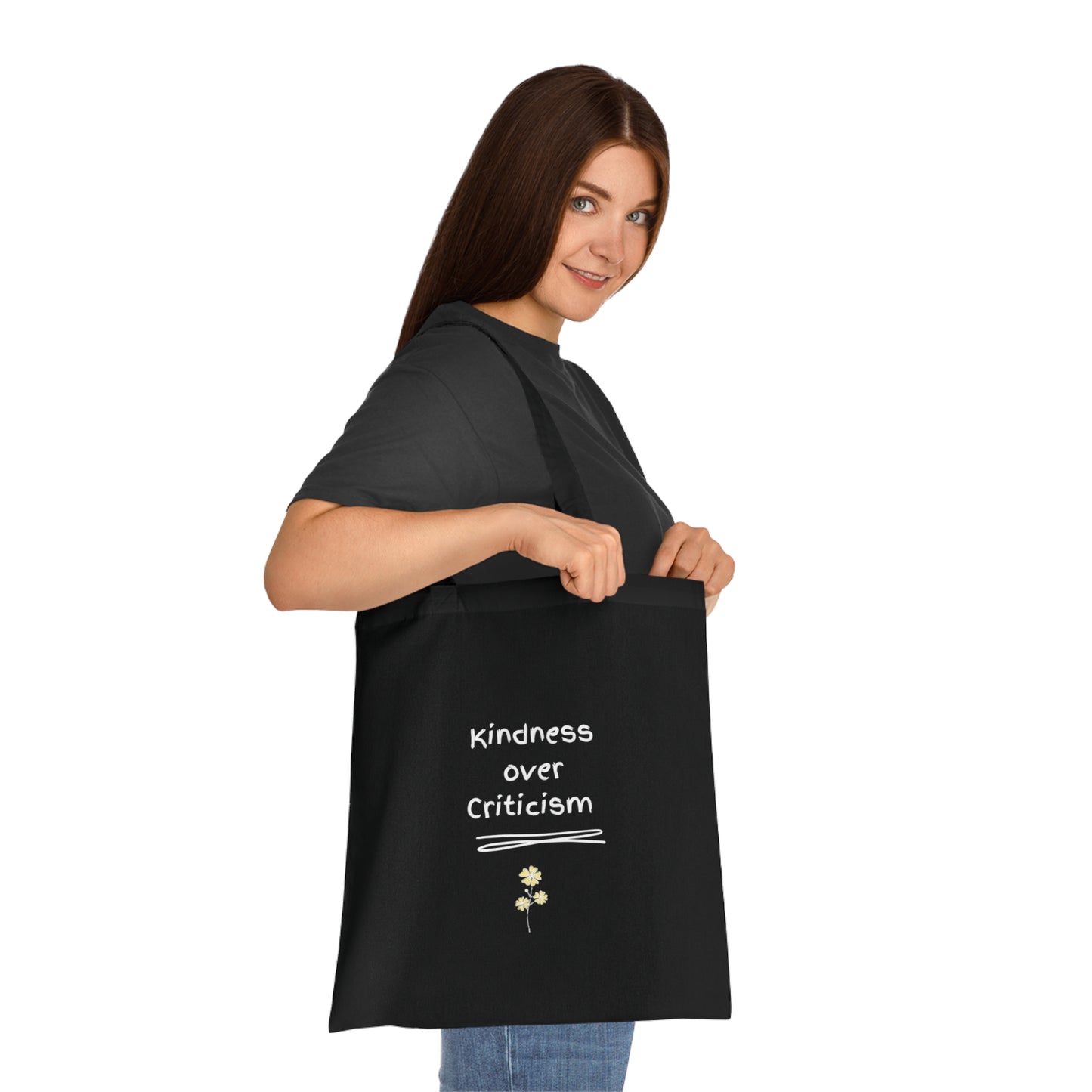 UK Kindness over Criticism Cotton Tote Bag | Eco-Friendly Shopping Bag, Gift for Friends, Beach Tote, Reusable Grocery Bag, Inspirational Quote