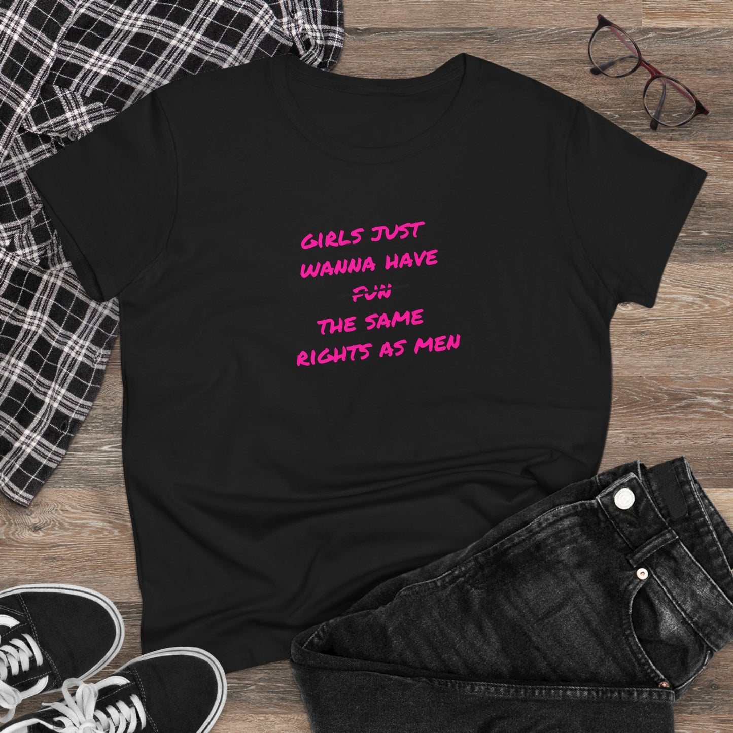US women’s rights Cotton Tee - 'Girls Just Wanna Have Fun The Same Rights As Men'