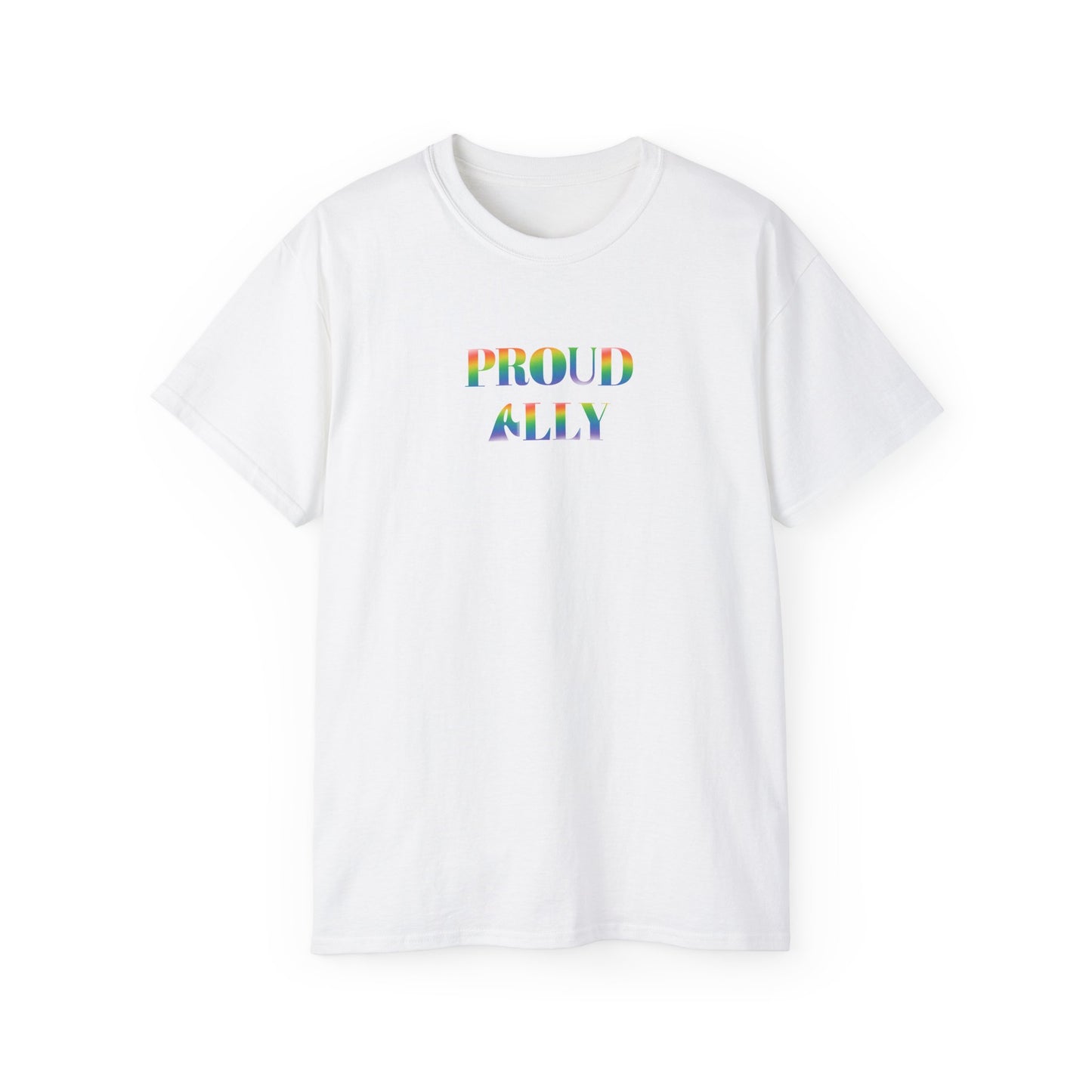 US Proud Ally T-Shirt, LGBTQ+ Pride Tee, Unisex Cotton Shirt, Supportive Apparel, Gift for Allies, Rainbow Design