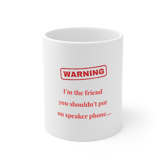 UK Warning Speaker Phone Ceramic Coffee Cups - Funny Gift for Friends, Mug for Home, Office, Birthdays, Holiday Gift Ideas