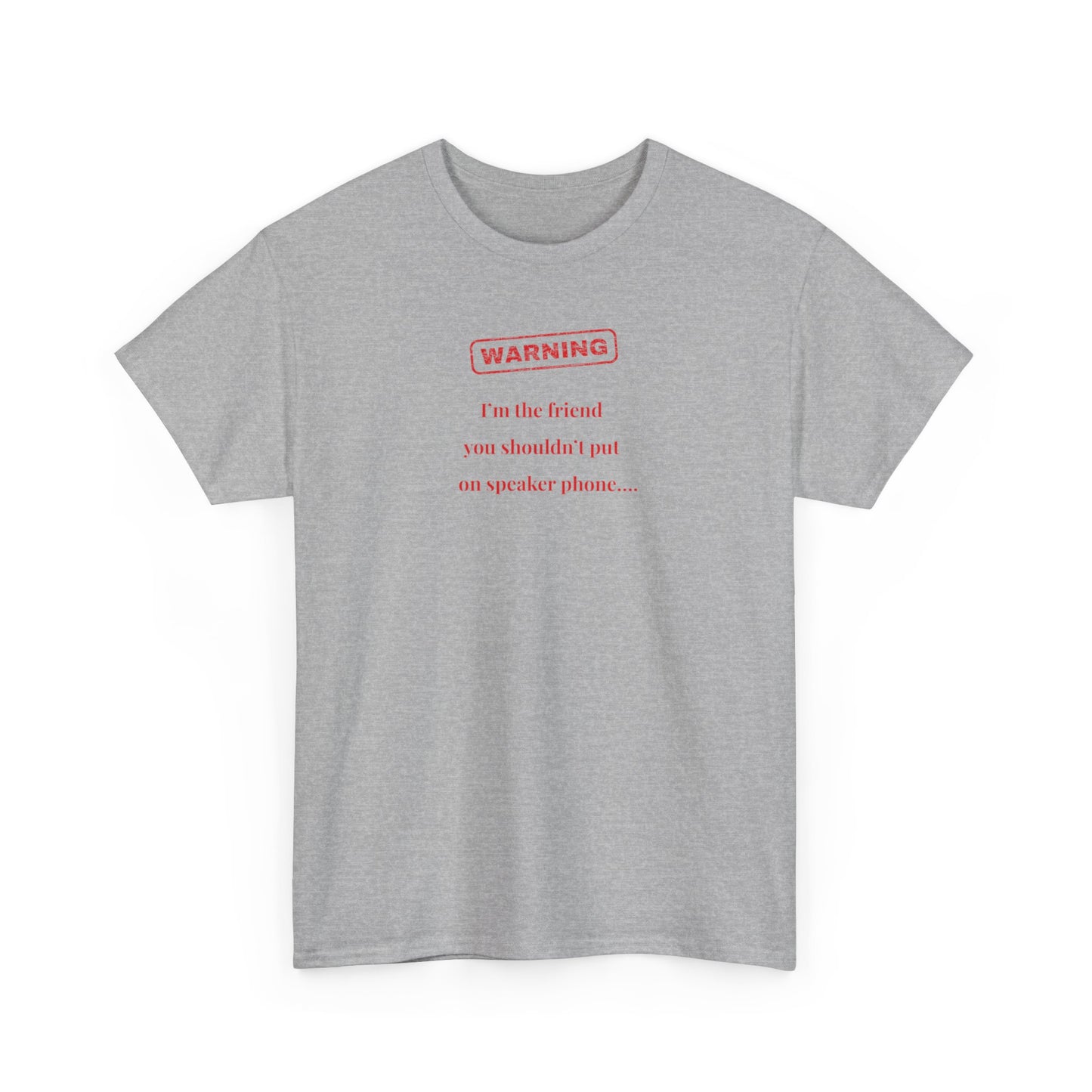 UK Warning Speaker Phone Tee - Funny Unisex Heavy Cotton T-Shirt, Casual Wear, Gift for Friends, Humor Clothing, Birthday Gift, Statement Tee