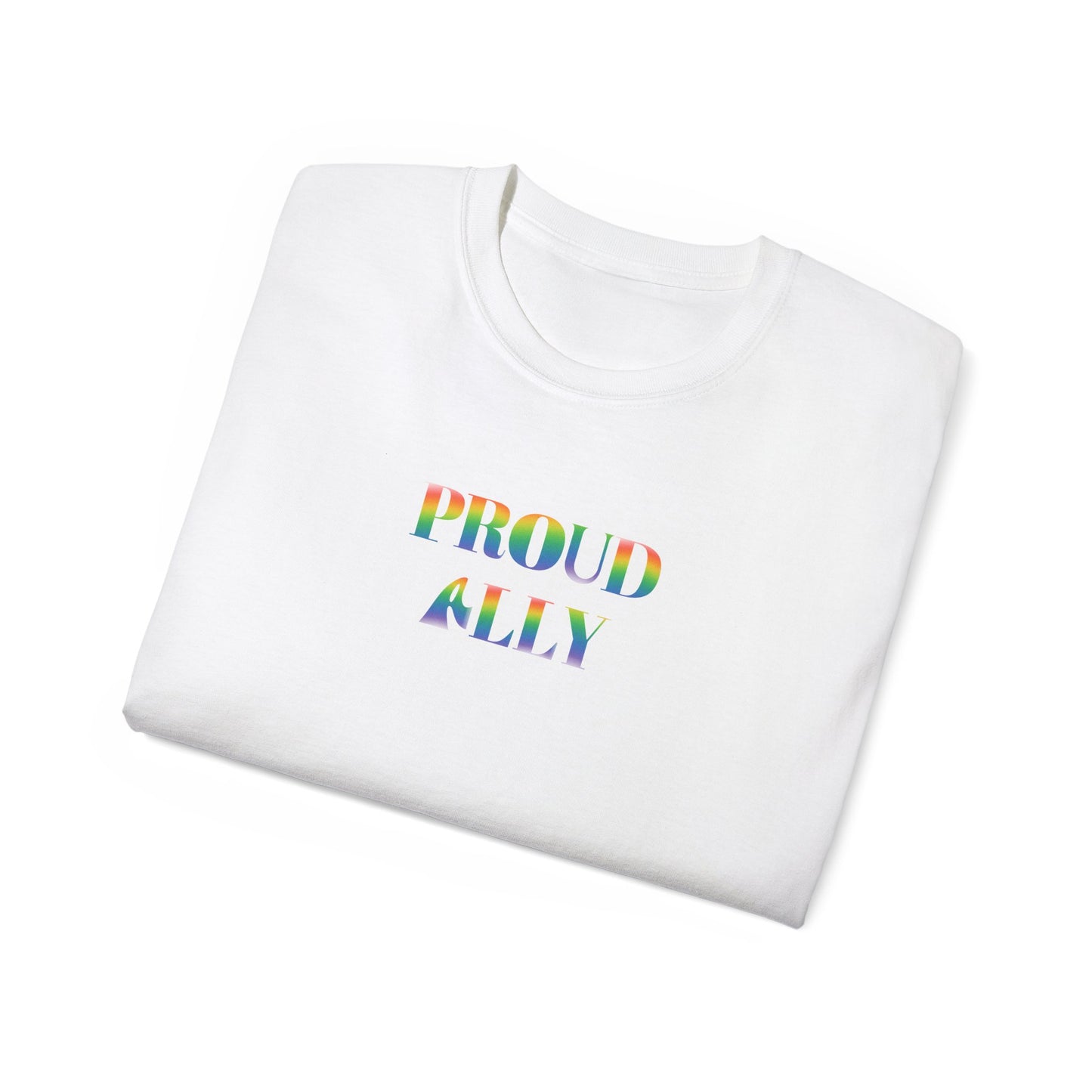 US Proud Ally T-Shirt, LGBTQ+ Pride Tee, Unisex Cotton Shirt, Supportive Apparel, Gift for Allies, Rainbow Design