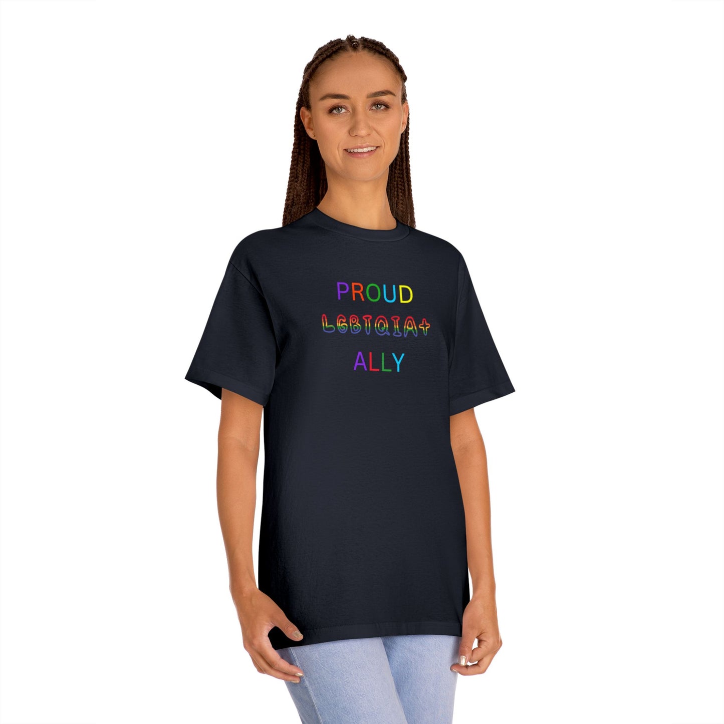 US Proud Ally T-Shirt, Unisex LGBTQ+ Tee, Rainbow Pride Shirt, LGBTQ Ally Apparel, Gift for Pride Month, Casual Wear