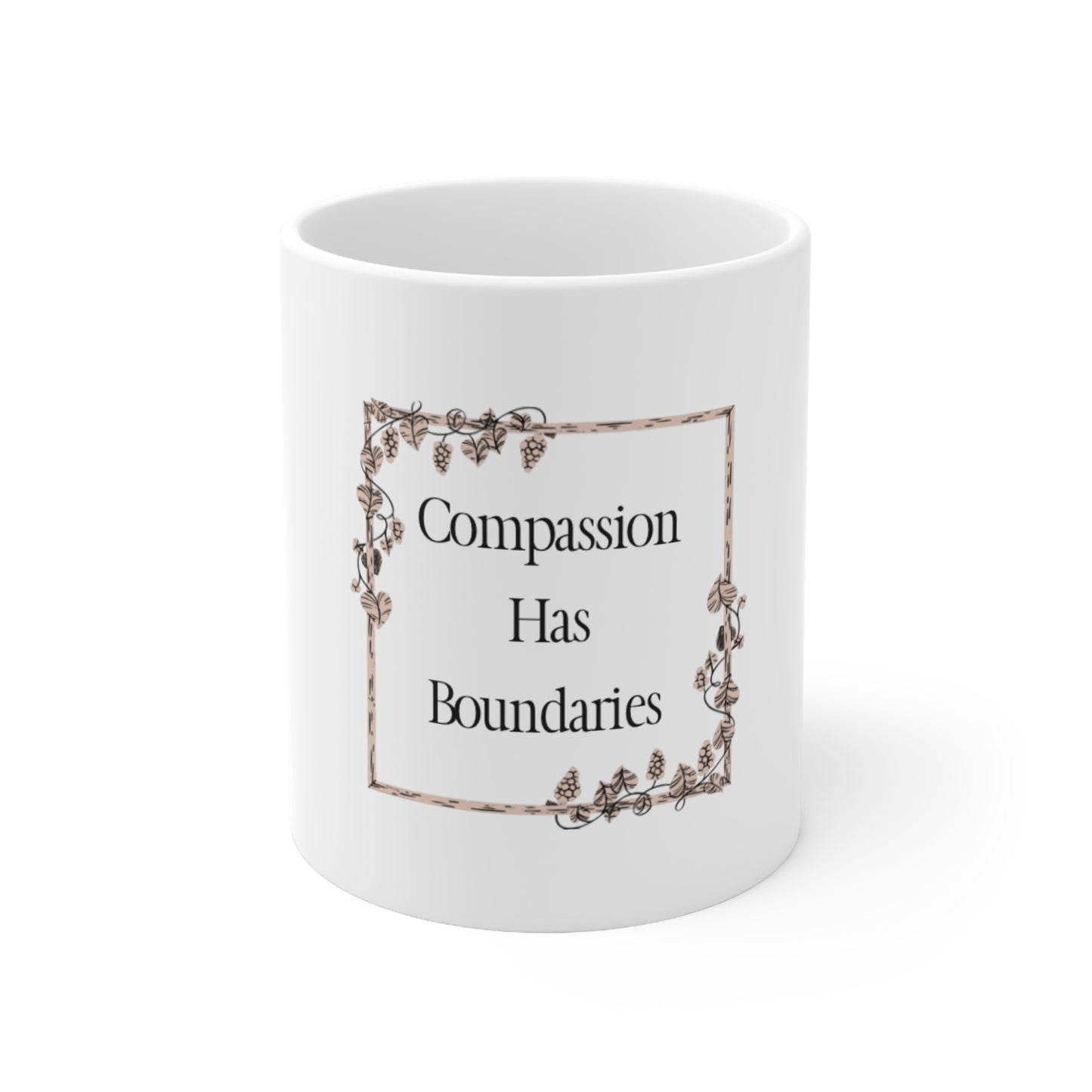 UK Compassion Has Boundaries Coffee Mugs, Motivational Ceramic Cup for Home, Office, Gifts for Friends, Self-Care Reminder, 11oz, 15oz