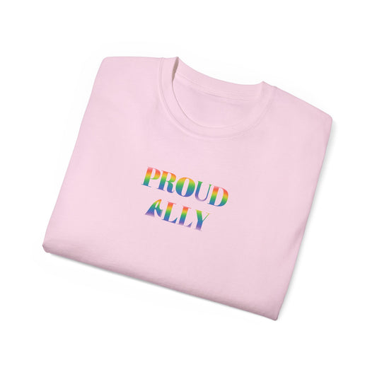 US Proud Ally T-Shirt, LGBTQ+ Pride Tee, Unisex Cotton Shirt, Supportive Apparel, Gift for Allies, Rainbow Design
