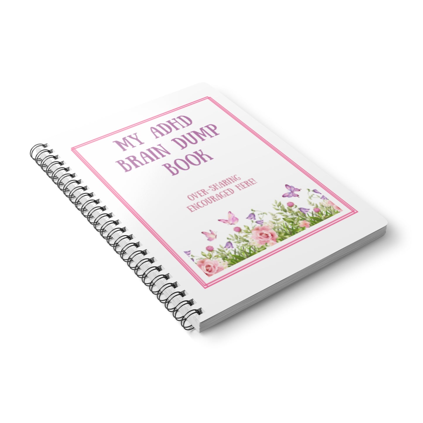 UK ADHD Brain Dump Softcover Notebook, Floral Journal for Organization, Daily Reflection, Creative Writing, Therapy, Gift for Students, Adults