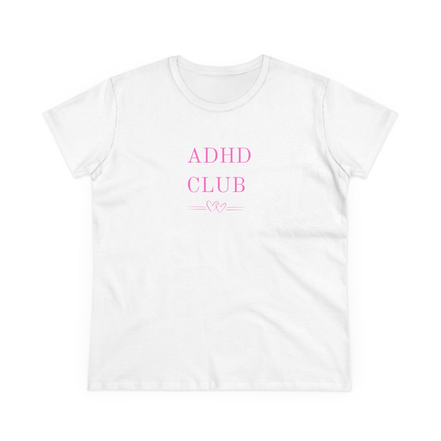 US ADHD Club Women's Midweight Cotton Tee, Gift for ADHD Awareness, Casual Top for Everyday Wear, Fun Graphic Tee, Comfortable Cotton T-Shirt