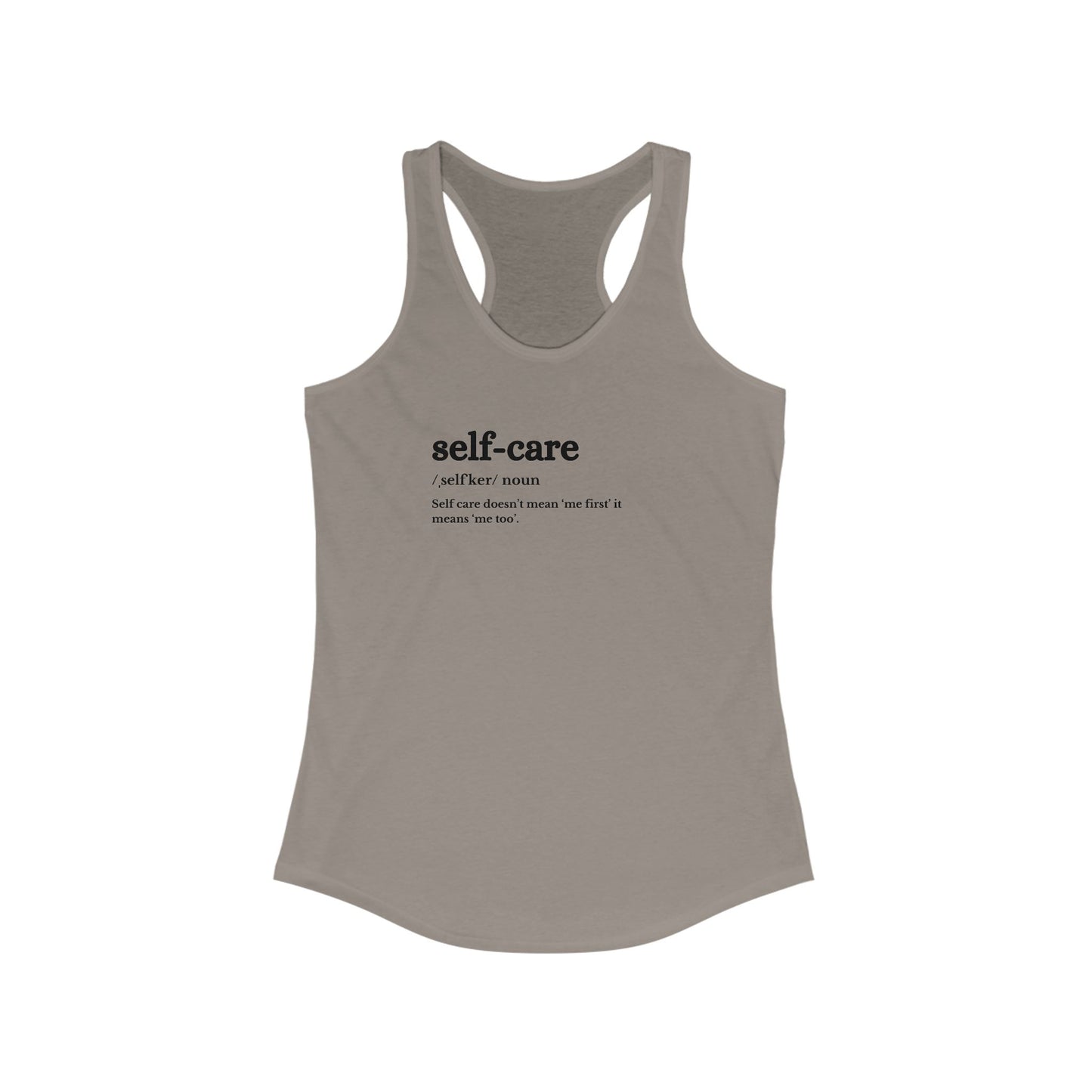 US Self-Care Women's Racerback Tank, Motivational Workout Top, Athletic Tee, Gift for Moms, Wellness Apparel, Summer Activewear