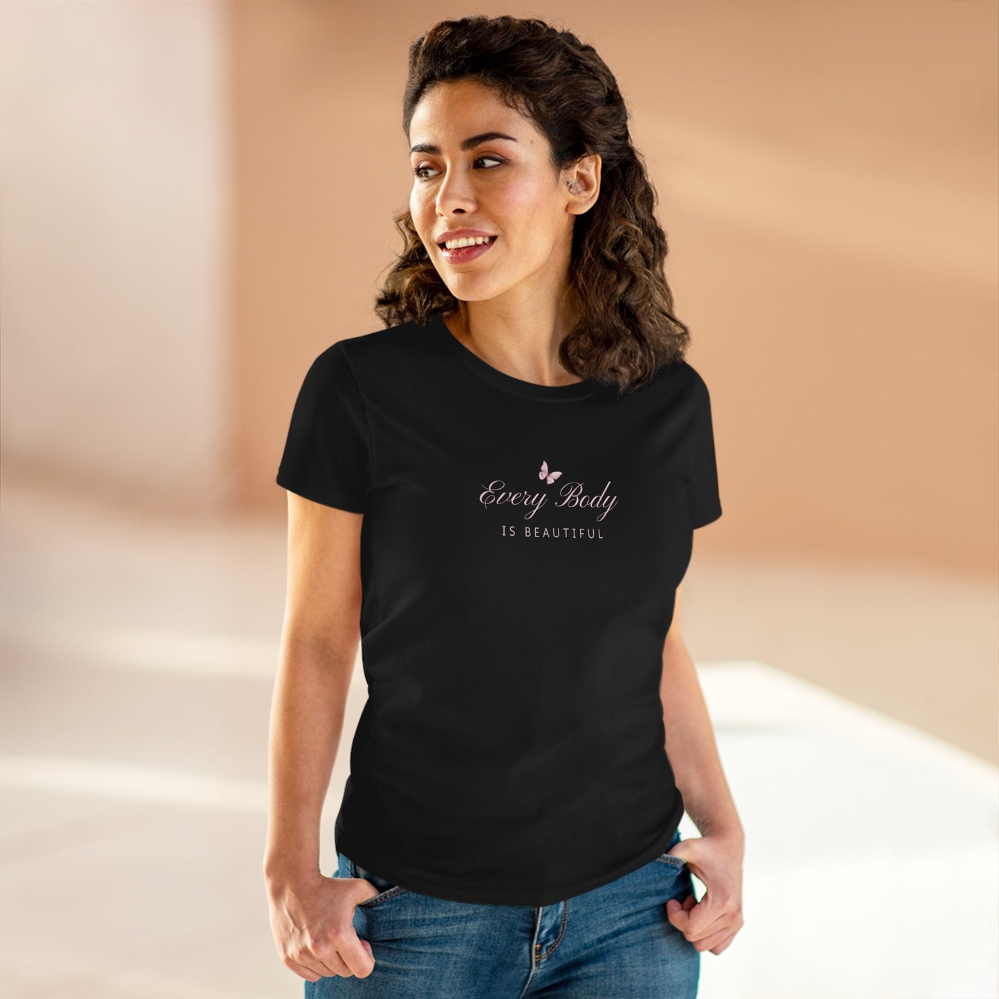 US Every Body is Beautiful Tee, Empowering Women's Shirt, Midweight Cotton Top, Gift for Her, Affirmation Tee