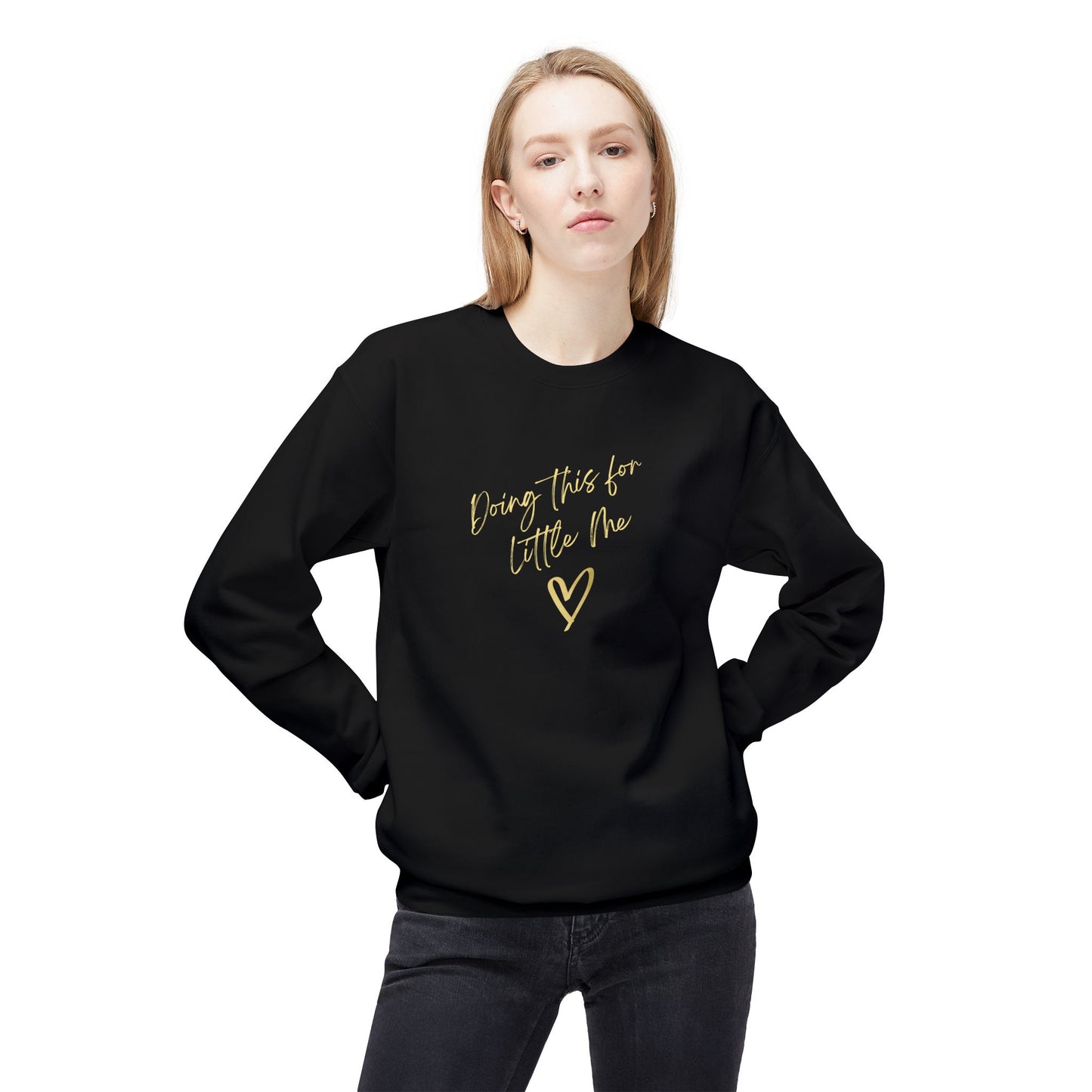 US Unisex Fleece Crewneck Sweatshirt for Self-Love, Cozy Sweatshirt, Inspirational Apparel, Gift for Her, Heartfelt Message Clothing