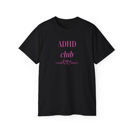 UK ADHD Club Unisex Ultra Cotton Tee, Casual Wear, Supportive Tee, Awareness Merchandise, Gift for ADHD Community, Everyday Comfort