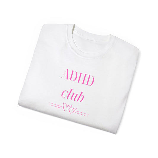 UK ADHD Club Unisex Ultra Cotton Tee, Casual Wear, Supportive Tee, Awareness Merchandise, Gift for ADHD Community, Everyday Comfort