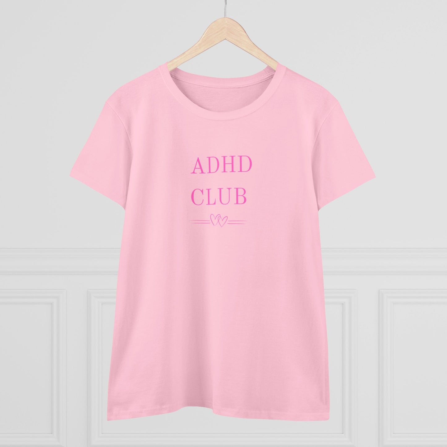 US ADHD Club Women's Midweight Cotton Tee, Gift for ADHD Awareness, Casual Top for Everyday Wear, Fun Graphic Tee, Comfortable Cotton T-Shirt