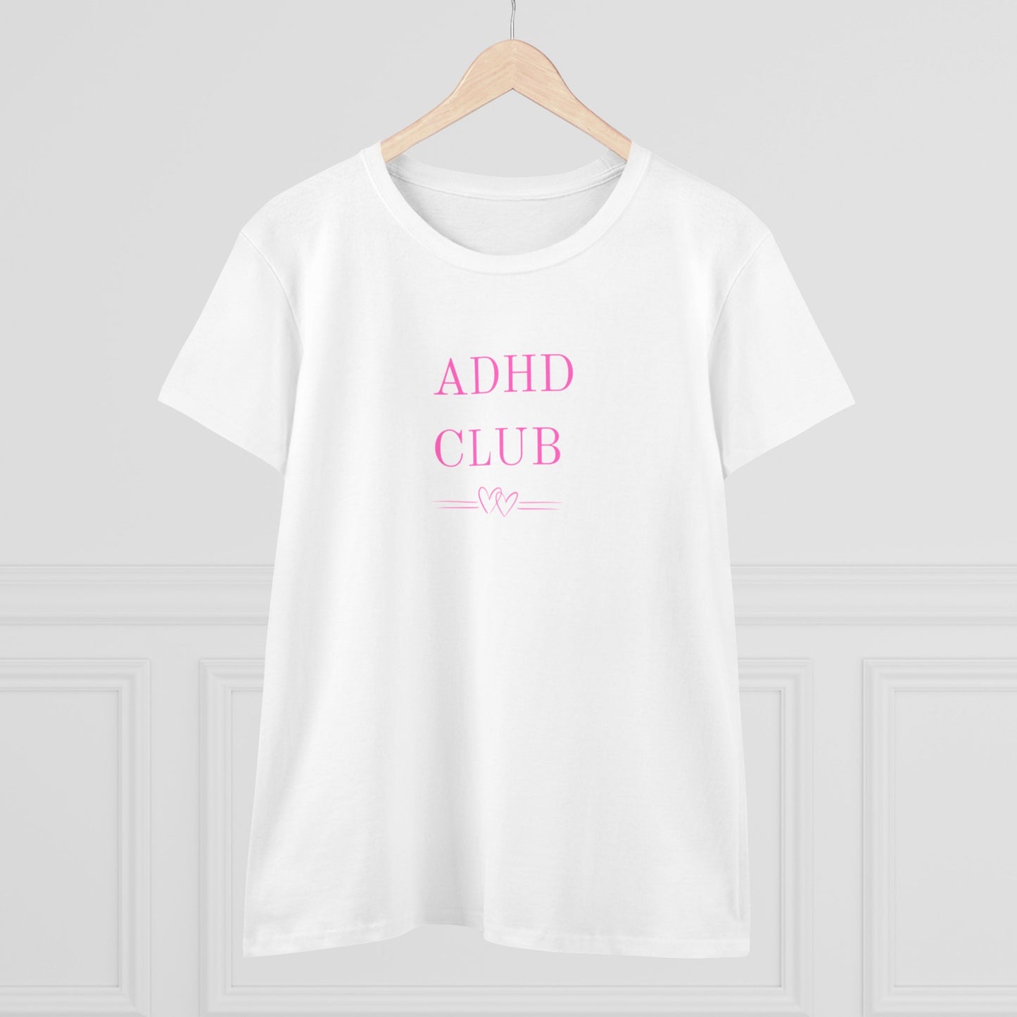 US ADHD Club Women's Midweight Cotton Tee, Gift for ADHD Awareness, Casual Top for Everyday Wear, Fun Graphic Tee, Comfortable Cotton T-Shirt