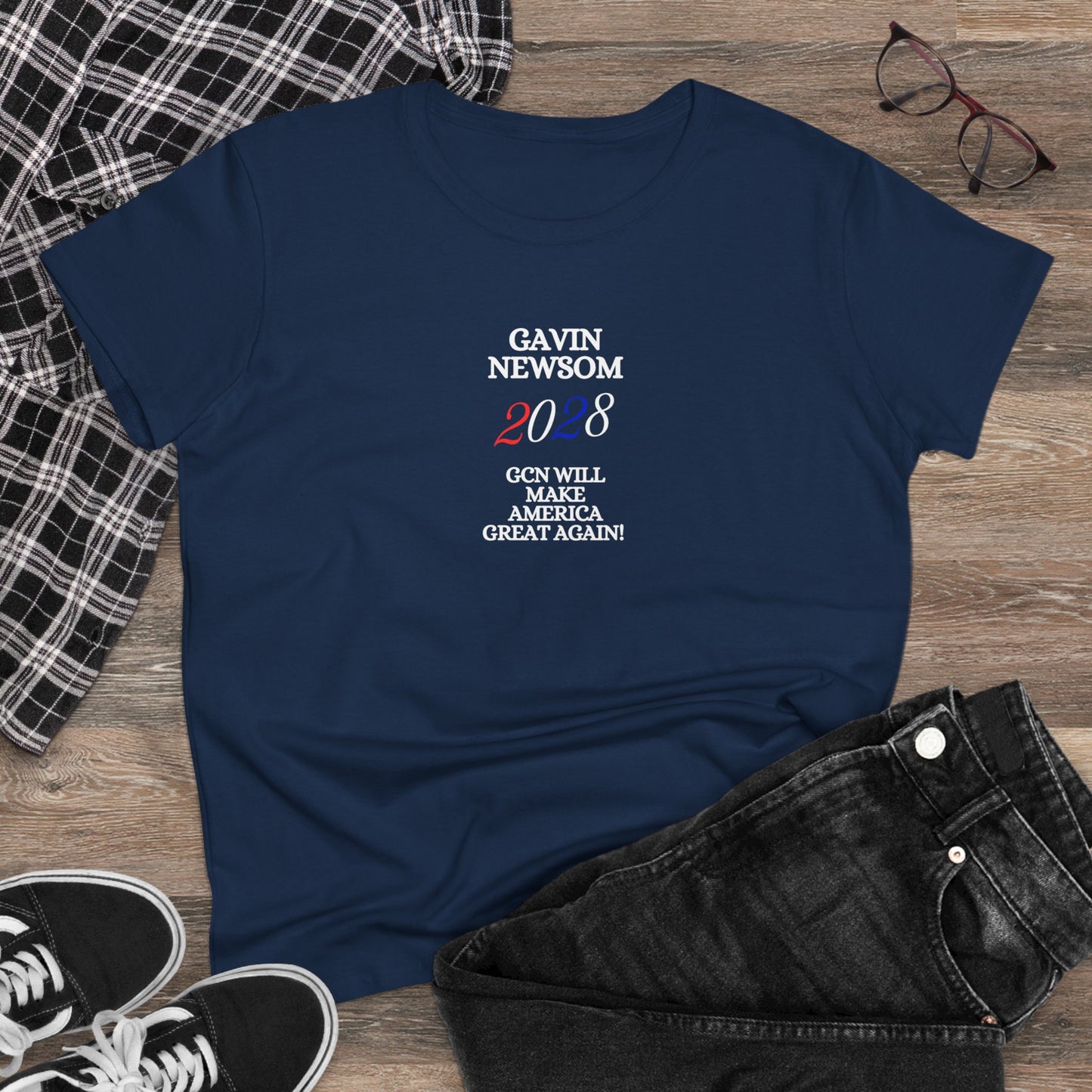 US Gavin Newsom 2028 Women's Cotton Tee - Political Statement Shirt, Classic Casual Top, Election Merch, Gift for Activists, Daily Wear