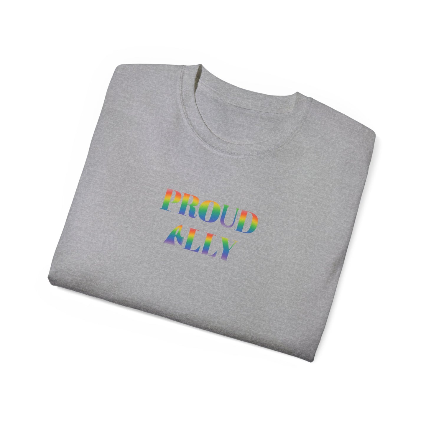 US Proud Ally T-Shirt, LGBTQ+ Pride Tee, Unisex Cotton Shirt, Supportive Apparel, Gift for Allies, Rainbow Design