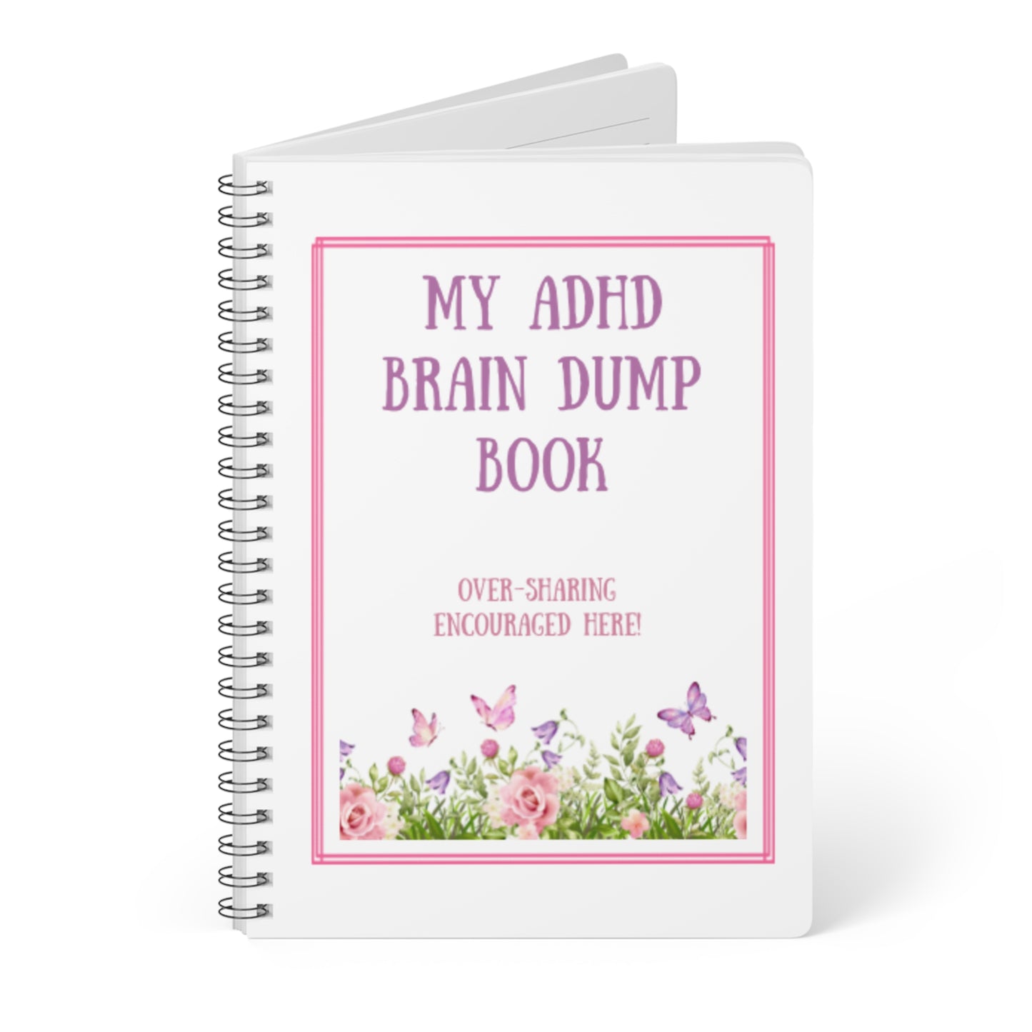 UK ADHD Brain Dump Softcover Notebook, Floral Journal for Organization, Daily Reflection, Creative Writing, Therapy, Gift for Students, Adults