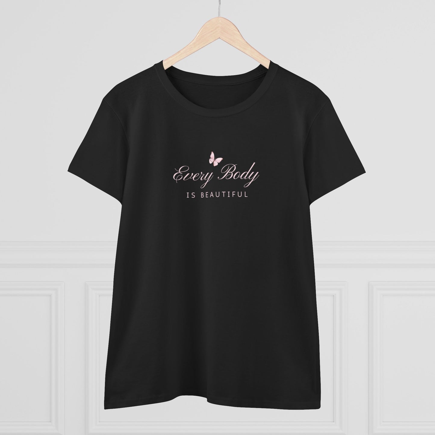 US Every Body is Beautiful Tee, Empowering Women's Shirt, Midweight Cotton Top, Gift for Her, Affirmation Tee
