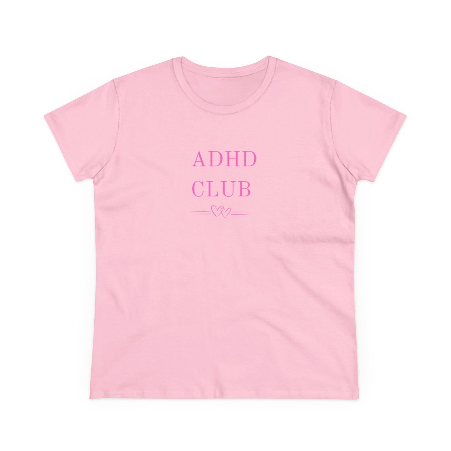 US ADHD Club Women's Midweight Cotton Tee, Gift for ADHD Awareness, Casual Top for Everyday Wear, Fun Graphic Tee, Comfortable Cotton T-Shirt