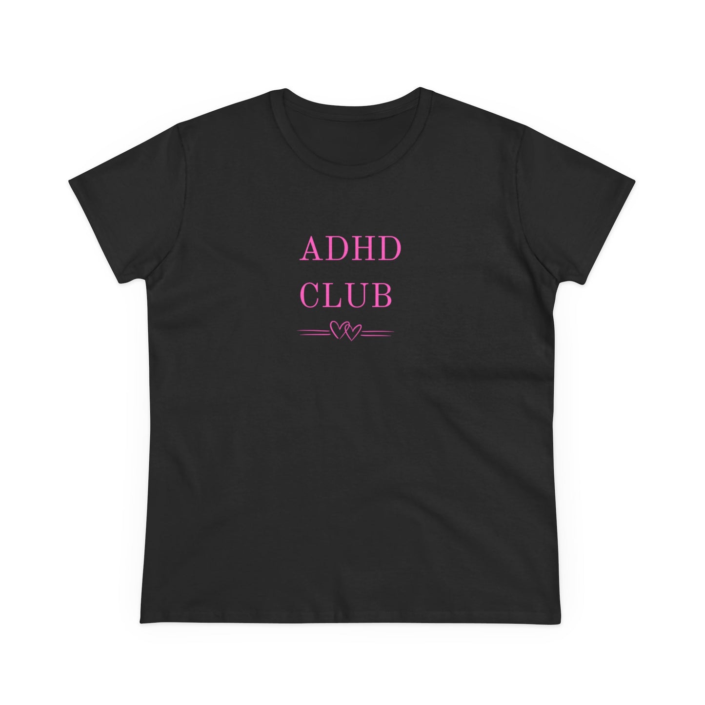 US ADHD Club Women's Midweight Cotton Tee, Gift for ADHD Awareness, Casual Top for Everyday Wear, Fun Graphic Tee, Comfortable Cotton T-Shirt