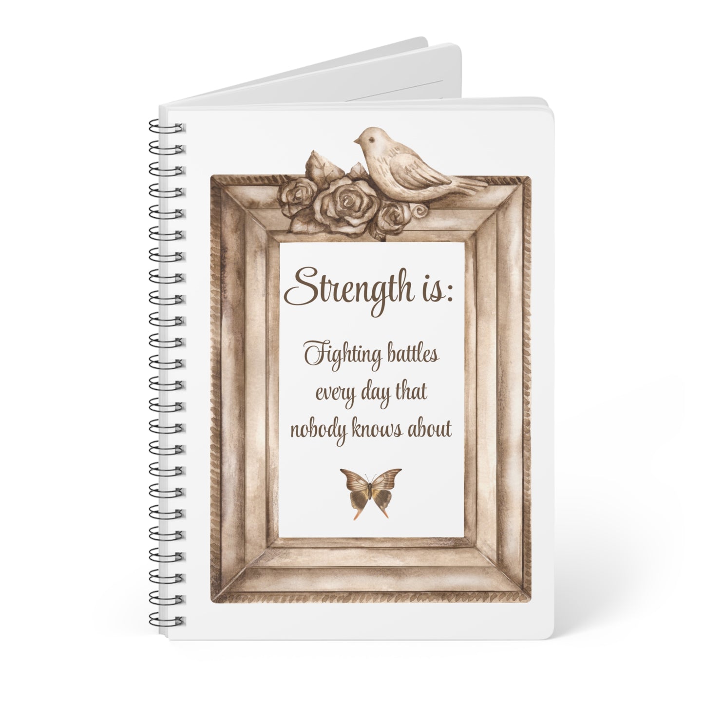 UK Inspirational Strength Journal, A5 Wirobound Notebook for Self-Reflection, Gift for Students, Mindfulness, Gratitude, Daily Inspiration