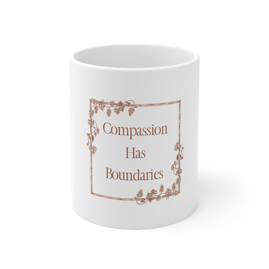UK Ceramic Coffee Cups - Compassion Has Boundaries, Gift for Coffee Lovers, Inspirational Mug, Home Decor, Unique Present