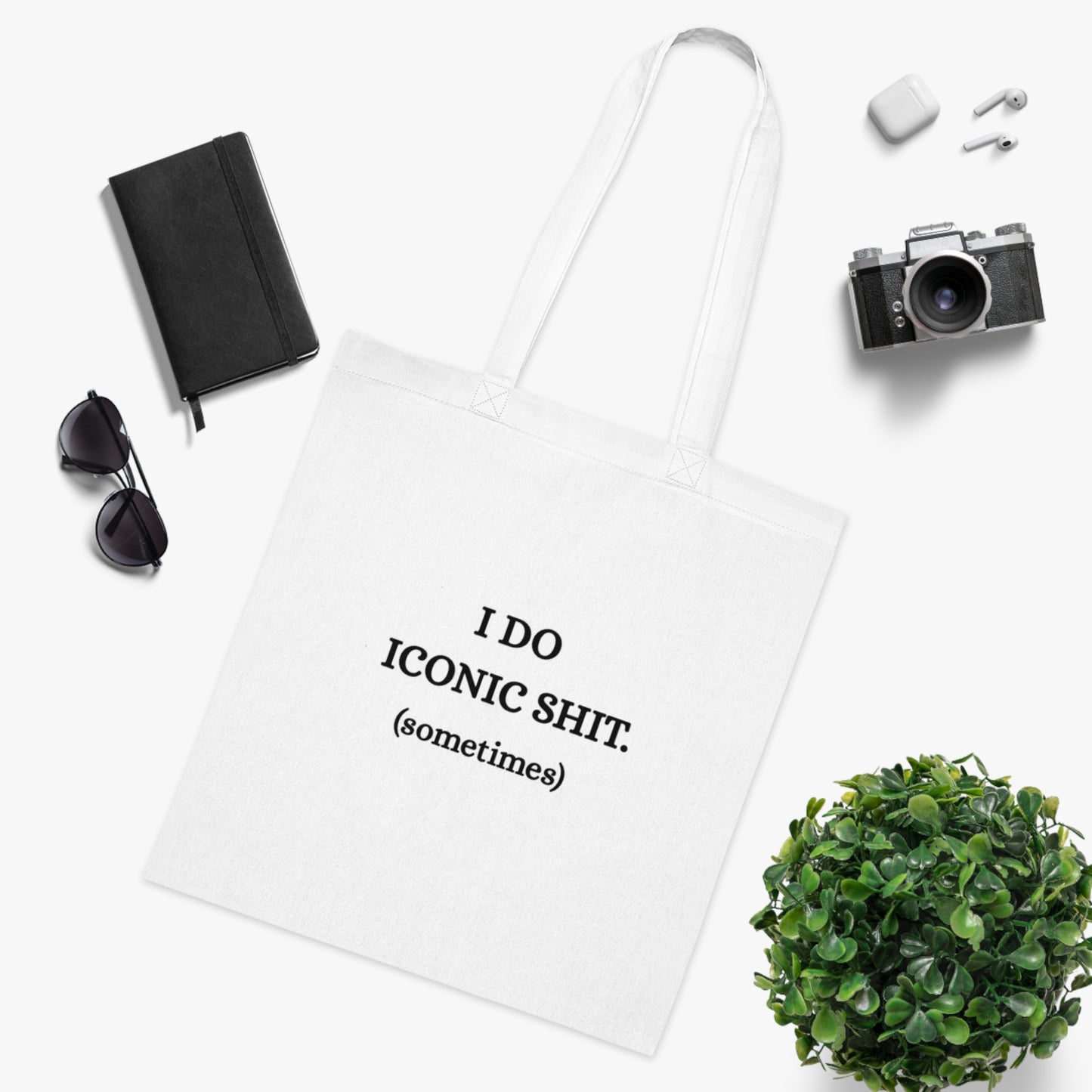 UK I Do Iconic Shit Cotton Tote, Funny Tote Bag, Reusable Shopping Bag, Gift for Her, Eco-Friendly Carryall