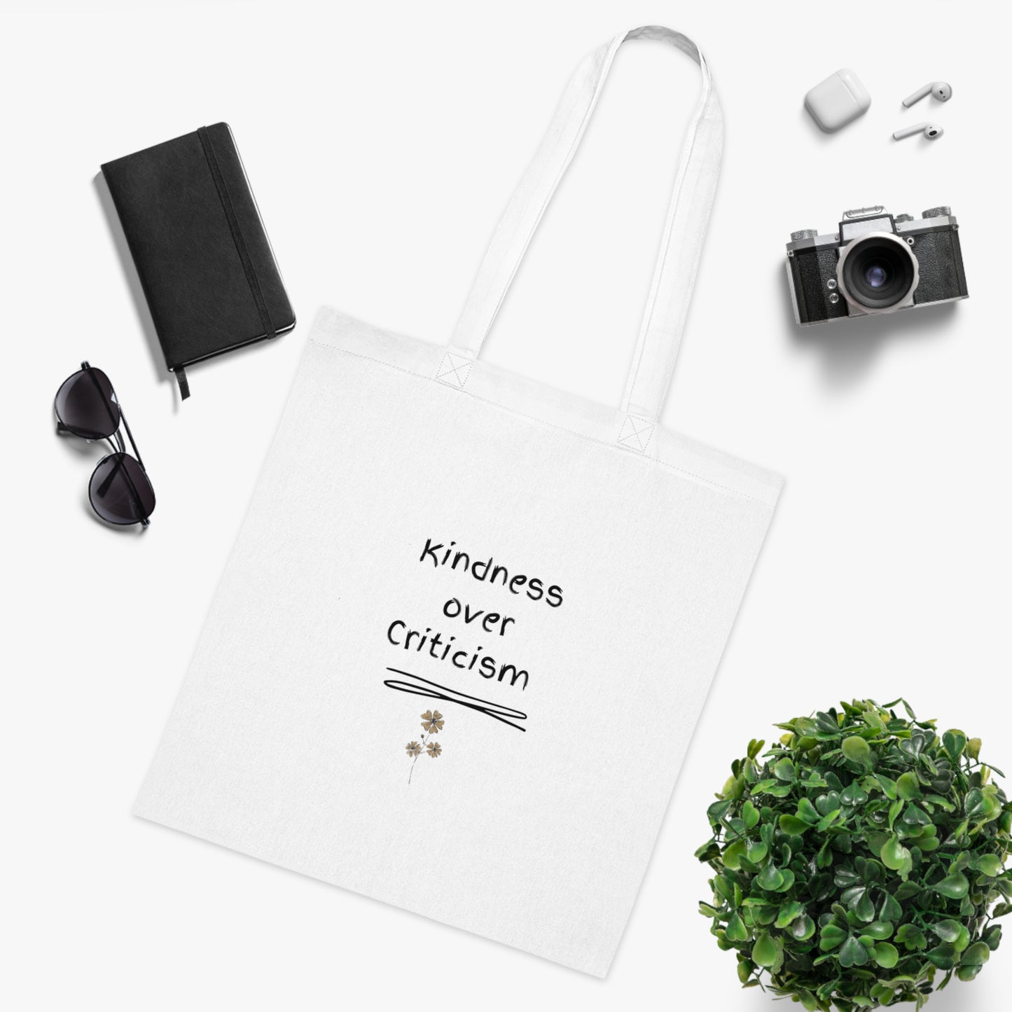 UK Kindness Over Criticism Tote Bag | Reusable Canvas Shopping Bag, Eco-Friendly Tote, Gift for Friends, Motivational Bag, Everyday Carry