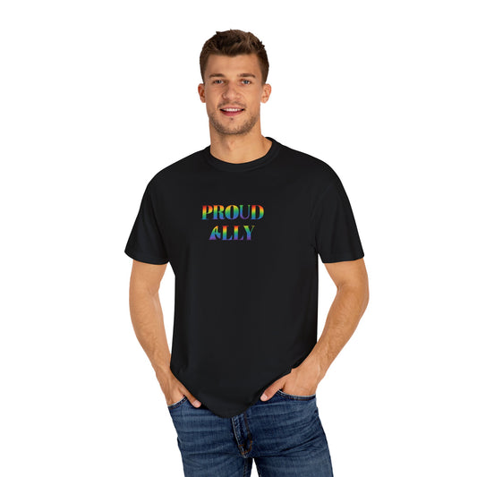 US Proud Ally T-Shirt | Unisex Garment-Dyed Tee, LGBTQ+ Pride Shirt, Statement Apparel, Casual Wear, Gift for Activists