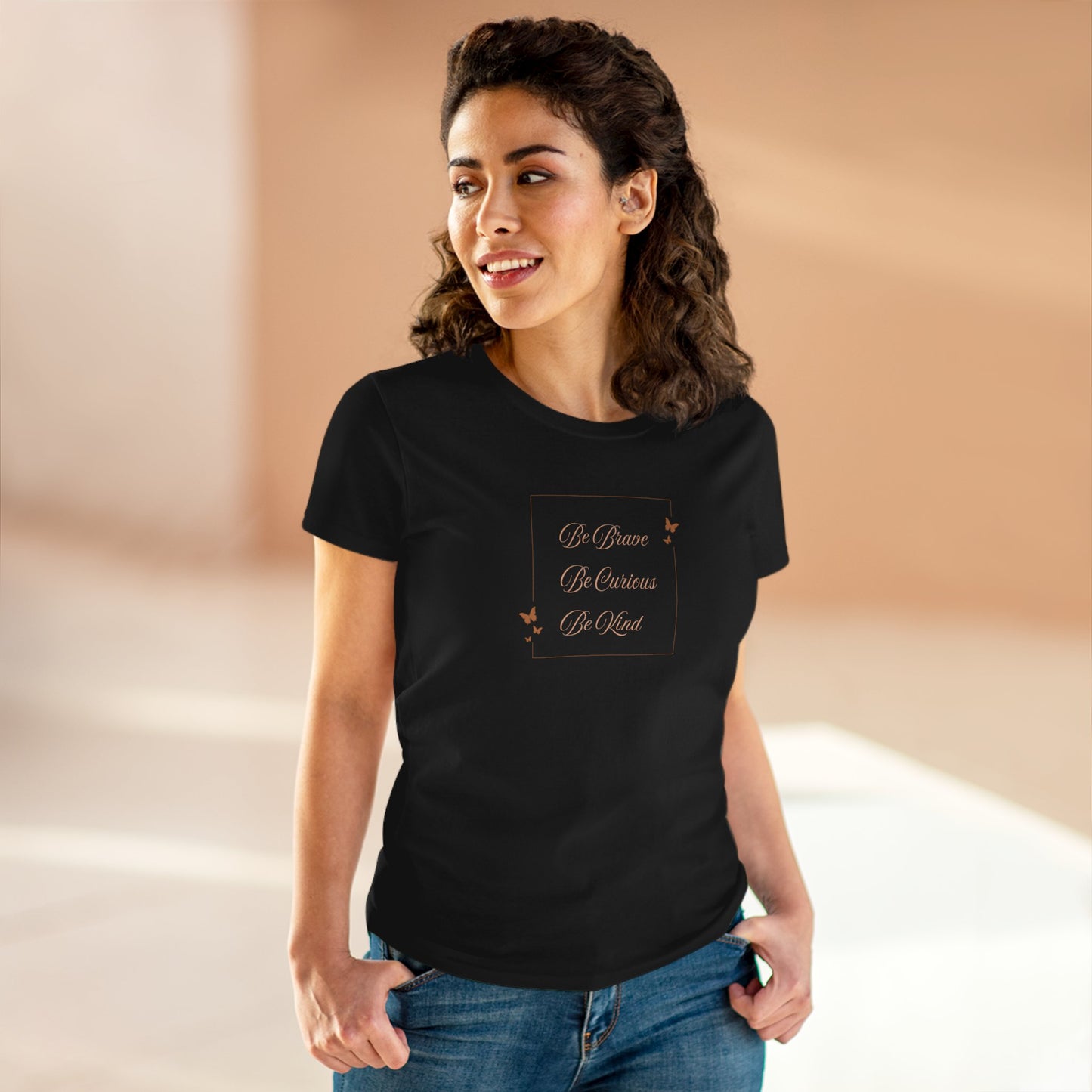 US Brave Cotton Tee - Be Brave, Be Curious, Be Kind, Inspirational T-Shirt, Women's Motivational Top, Gift for Her, Positive [...]