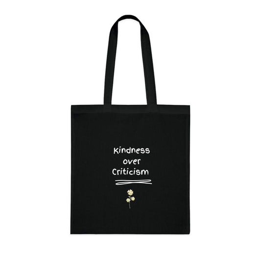 UK Kindness over Criticism Cotton Tote Bag | Eco-Friendly Shopping Bag, Gift for Friends, Beach Tote, Reusable Grocery Bag, Inspirational Quote